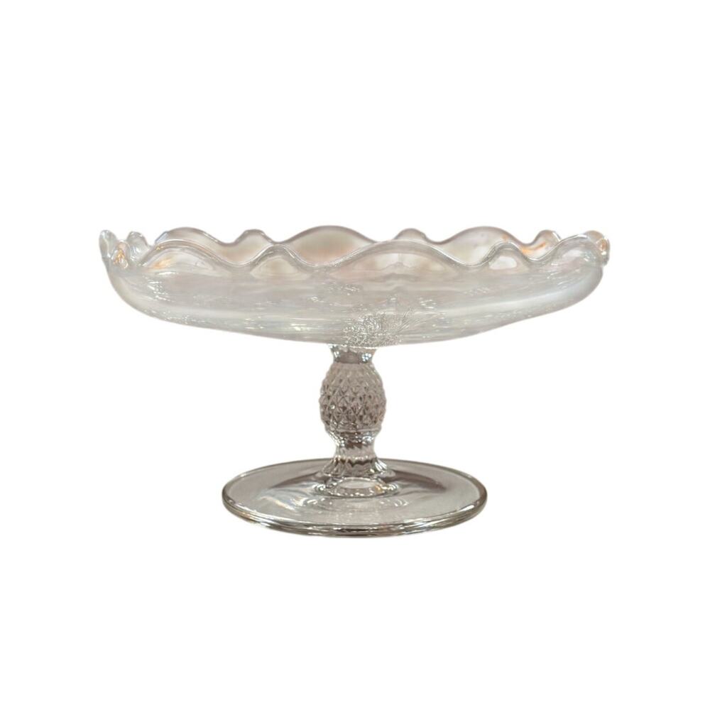 Vintage Heisey Marked Glass Pineapple Compote Candy Dish Clear Elegant Glass - Picture 2 of 10